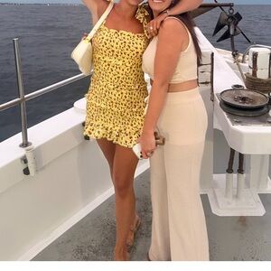 MORETOCOME Yellow Destin’s Ruched Mini Dress from Revolve size Medium